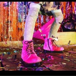 Dr. Martens Pink Fuzzy Boots